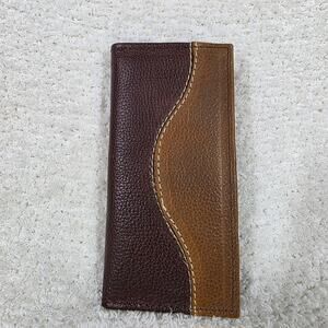 Mens Cowboy Brown & Honey Brown Leather Rodeo Style Wallet Contrast Stitching